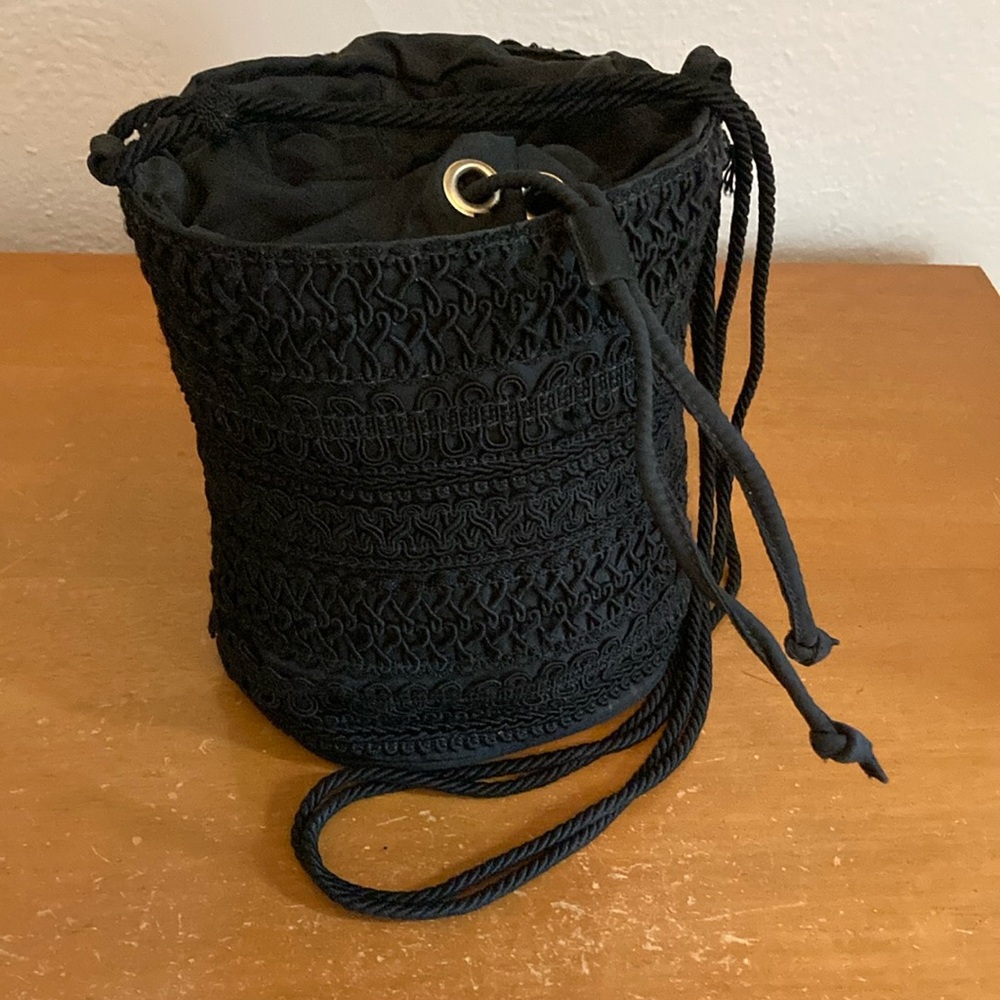 Prada nylon and rope embroidery bucket bag